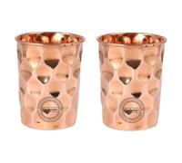 Verres en cuivre pur pour eau potable, santé ayurvédique, gobelets en cuivre pur, 10,14 oz, 300 ml (diamant) (2 Pcs)