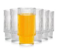 Verres en Verre Cannelé - Lot de 6 - 320 ml - Transparent