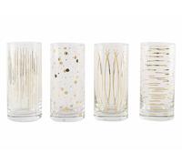 Verres Highball - CREATIVE TOPS - Mikasa 'Cheers' - Lot de 4 - Cristal gravé - Effet doré 450 ml