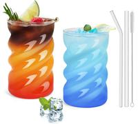 Verres ondulés en borosilicate avec paille Vendos85