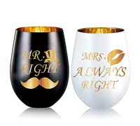 Verres Pour Couple, Idee Cadeau Couple,Tasse Mr Et Mrs,Mr Right and MRS Always Right, Verres à Vin Cadeaux Pour Couple Anniversaire, Cadeaux Pour Les Femmes, Fiançailles, Noël