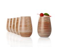 Verres Twister 6 Pièces 465ml - Verres en Cristal Sans Plomb Blanc-Bronze - Pour Eau Jus et Cocktails - Résistants aux Chocs et au Lave-Vaisselle - Design Moderne Fabriqués en Allemagne