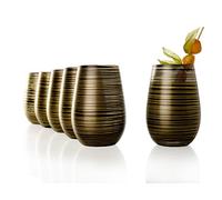 Stölzle Lausitz verres TWISTER 465 ml noir doré I lot de 6 I lavables au lave-vaisselle I haute résistance aux chocs I service universel de verres à eau & verres à jus & verres à long drink