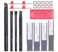 VerRich Barre d'alésage,4 porte-outils de tournage S07K/S08K/S10K/S12M-SCLCR06 avec 10 plaquettes en carbure CCMT0602 + 4 clés de serrage
