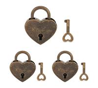 VerRich Lot de 3 mini cadenas vintage en forme de cœur pour agenda, livre, mariage, sacs à main, boîte à bijoux