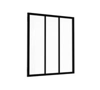 IDMarket - Verrière Atelier 3 vitrages L. 93 x H.108 cm en métal Noir et Verre trempé