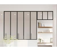 Verrière atelier avec imposte en aluminium thermolaqué - L150 x H130 + L73 x H40 cm - Noir - BAYVIEW