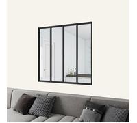 Verrière atelier en aluminium thermolaqué et 4mm verre trempé - L.123 x H.108 cm - Noir - Luminosité Maximale
