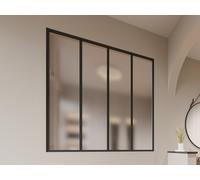 Vente-unique - Verrière Atelier en Aluminium thermolaqué et Verre dépoli - 120 x 130 cm - Noir - Bayview