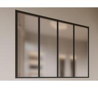 Verrière atelier en aluminium thermolaqué et verre dépoli - 120x105 cm - Noir - BAYVIEW