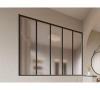 Verrière atelier en aluminium thermolaqué et verre dépoli - 150 x 130 cm - Noir - BAYVIEW