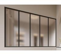Verrière atelier en aluminium thermolaqué et verre dépoli - 150x105 cm - Noir - BAYVIEW
