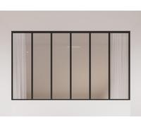 Verrière atelier en aluminium thermolaqué et verre dépoli - 180x105 cm - Noir - BAYVIEW