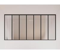 Verrière atelier en aluminium thermolaqué et verre dépoli - 210x105 cm - Noir - BAYVIEW