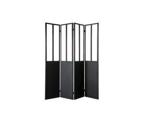 Verrière atelier paravent industriel en métal noir et verre 4 vantaux L160 cm RACK