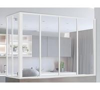 Verrière d'angle atelier en aluminium thermolaqué - L120 x L60 x H105 cm - Blanc - BAYVIEW