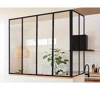Verrière d'angle atelier en aluminium thermolaqué - L120 x L60 x H130 cm - Noir - BAYVIEW Noir