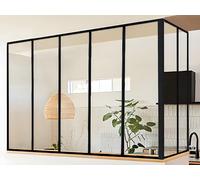 Verrière d'angle atelier en aluminium thermolaqué - L150 x L60 x H130 cm - Noir - BAYVIEW