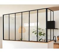 Verrière d'angle atelier en aluminium thermolaqué - L180 x L60 x H105 cm - Noir - BAYVIEW