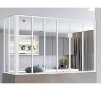 Verrière d'angle atelier en aluminium thermolaqué - L180 x L60 x H130 cm - Blanc - BAYVIEW
