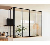 Verrière d'angle atelier en aluminium thermolaqué noir 120 x 60 x 130 cm (L x l x H) ? BAYVIEW