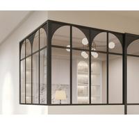 Verrière d'angle d'atelier art déco en aluminium thermolaqué - L120 x L120 x H105 - Noir - ARCADEA