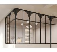 Verrière d'angle d'atelier art déco en aluminium thermolaqué - L180 x L120 x H130 - Noir - ARCADEA