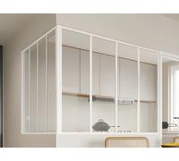 Verrière d'angle d'atelier en aluminium thermolaqué - L120 x L120 x H105 - Blanc - BAYVIEW