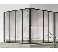 Verrière d'angle d'atelier en aluminium thermolaqué - L120 x L120 x H105 - Noir - BAYVIEW