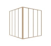 Verrière d'angle d'atelier en aluminium thermolaqué - L120 x L120 x H130 - Naturel clair - BAYVIEW