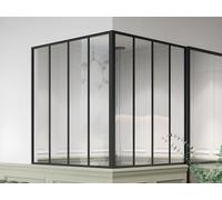 Verrière d'angle d'atelier en aluminium thermolaqué - L120 x L120 x H130 - Noir - BAYVIEW