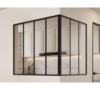 Verrière d'angle d'atelier en aluminium thermolaqué - L120 x L90 x H105 - Noir - BAYVIEW