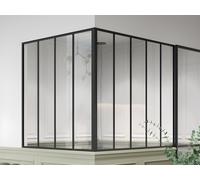Verrière d'angle d'atelier en aluminium thermolaqué - L150 x L120 x H130 - Noir - BAYVIEW
