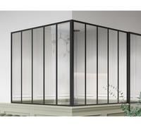 Verrière d'angle d'atelier en aluminium thermolaqué - L150 x L150 x H130 - Noir - BAYVIEW