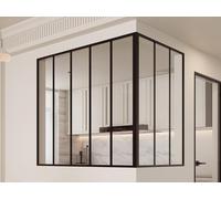 Verrière d'angle d'atelier en aluminium thermolaqué - L150 x L90 x H130 - Noir - BAYVIEW