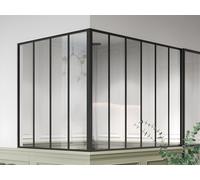 Verrière d'angle d'atelier en aluminium thermolaqué - L180 x L120 x H130 - Noir - BAYVIEW