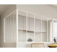 Verrière d'angle d'atelier en aluminium thermolaqué - L180 x L150 x H105 - Blanc - BAYVIEW