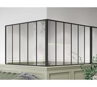 Verrière d'angle d'atelier en aluminium thermolaqué - L180 x L150 x H105 - Noir - BAYVIEW