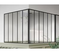 Verrière d'angle d'atelier en aluminium thermolaqué - L180 x L150 x H130 - Noir - BAYVIEW