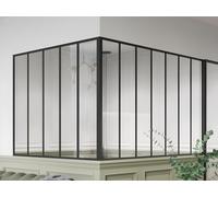 Verrière d'angle d'atelier en aluminium thermolaqué - L210 x L150 x H130 - Noir - BAYVIEW