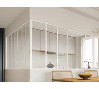 Verrière d'angle d'atelier en aluminium thermolaqué - L210 x L210 x H105 - Blanc - BAYVIEW