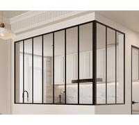 Verrière d'angle d'atelier en aluminium thermolaqué - L210 x L90 x H130 - Noir - BAYVIEW