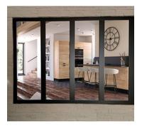 Verriere d'Atelier Bois MDF Noir 4 Vitrages Clairs H108 cm x L148 cm