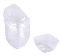 Homéa, Set de 25 Verrines en Plastique Réutilisable Cubic 45Ml Transparent