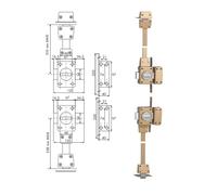 Verrou 4 points Zenith 1550 haut et bas à bouton cylindre de 45mm droit - ISEO - 15500451.5 Noir G