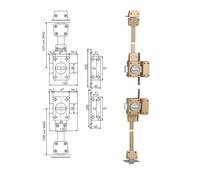 Verrou 4 points Zenith 1550 haut et bas à bouton cylindre de 45mm droit - ISEO - 15500451.5 Noir G