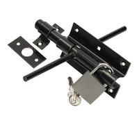 Verrou à boulon des deux côtés KOTARBAU Verrou de porte, verrou de serrure avec cadenas, métal, revêtu par poudre noir, 100x68 mm