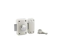 Verrou à bouton Apache, haute sécurité, pour porte d'entrée, cylindre 40 mm, acier robuste, 3 clés incluses, finition époxy blanc, installation facile, design élégant, THIRARD