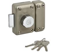 Yale Verrou de Porte Bouton/Cylindre - Ouverture à Bouton Intérieur, à Clé extérieur - Cylindre diamètre 23 mm, Longueur 40 mm, 5 goupilles - YV25BT-40 - Protection Anti arrachement - 4 clés, Beige