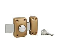 THIRARD - Verrou à bouton Apache pour porte de garage, cylindre 40mm, pêne 160mm, acier, 3 clés, époxy or